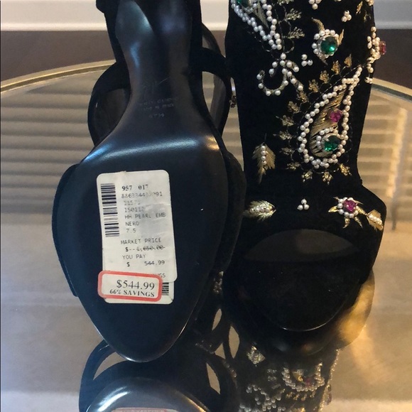 Rhinestone Suede Giuseppe in Black. - Picture 3 of 5